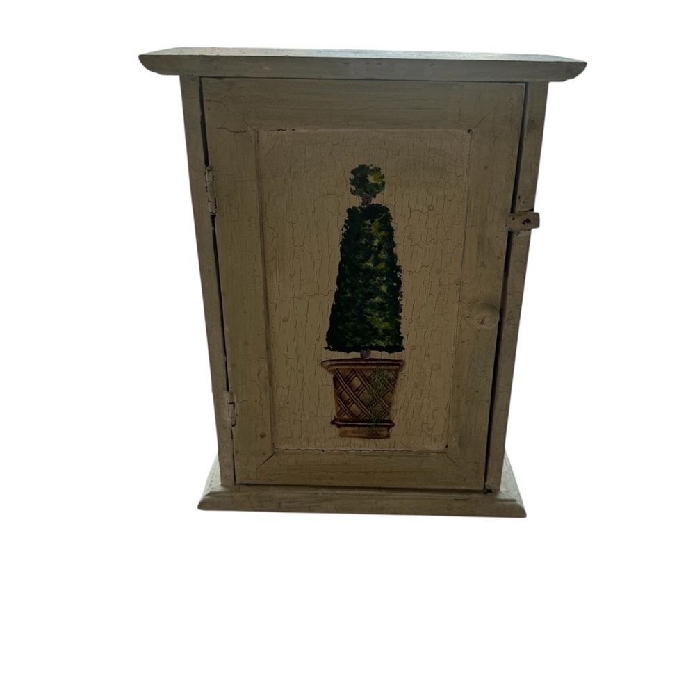 Vintage -hand painted christmas Wood Key Rack - 6 Hook Wall Decor